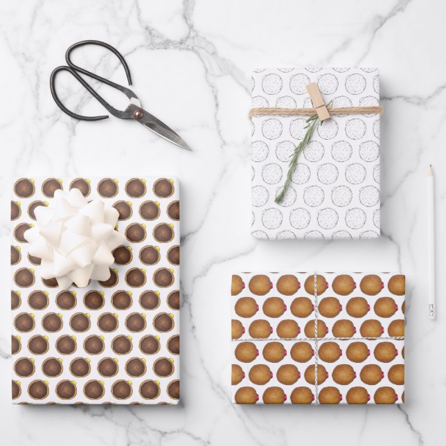 Jelly Powdies Boston Creme gefüllt Doughnut Donuts Geschenkpapier Set (Vorderseite)
