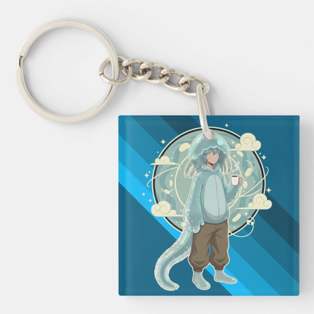 Jellyfish Boy Anime Coffee Art Schlüsselanhänger (Vorderseite)