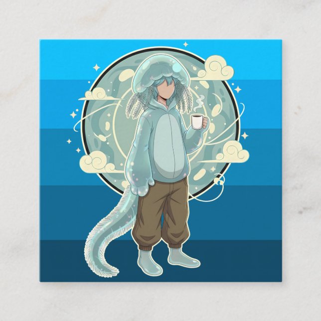 Jellyfish Boy Anime Coffee Art Treuekarte (Vorderseite)