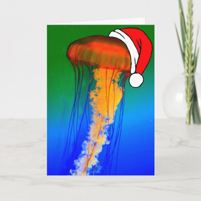 Jellyfish Christmas Greeting Card Feiertagskarte (Vorderseite)