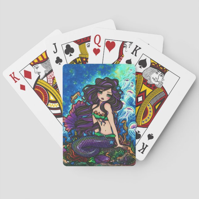 Jellyfish Mermaid Fantasy Marine Art Playing Cards Spielkarten (Rückseite)