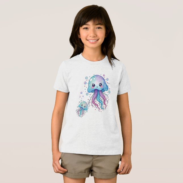Jellyfish Niedlich Kawaii Tri-Blend Shirt (Vorderseite Voll)