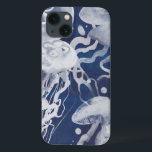 Jellyfish on Navy Background Case-Mate iPhone Hülle<br><div class="desc">Jellyfish on Navy Background Artist: Grace Popp</div>