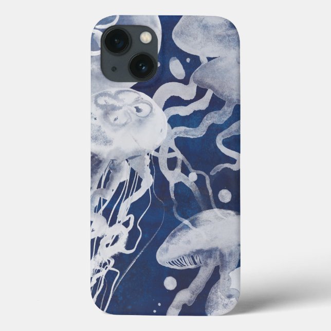 Jellyfish on Navy Background Case-Mate iPhone Hülle (Rückseite)