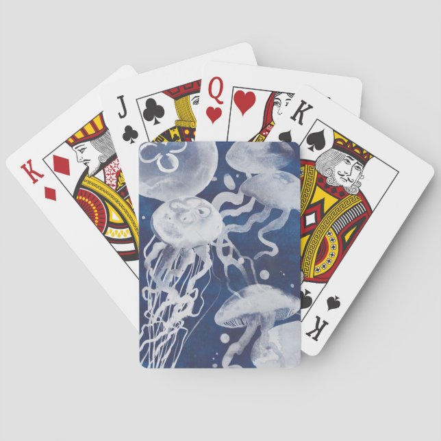 Jellyfish on Navy Background Spielkarten (Rückseite)