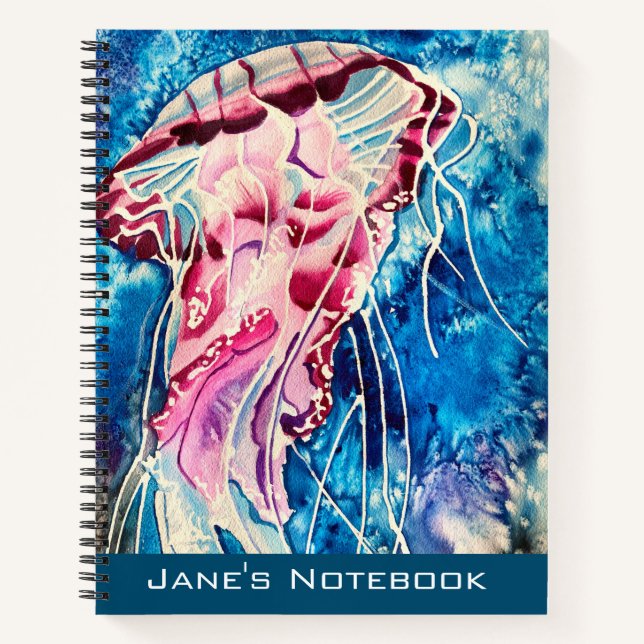 Jellyfish watercolor ocean art notizbuch (Vorderseite)
