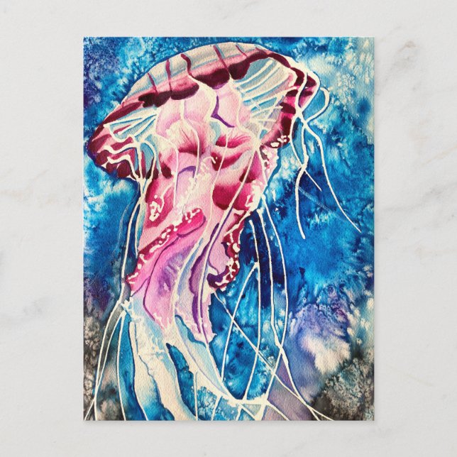 Jellyfish watercolor ocean art postkarte (Vorderseite)