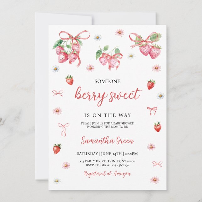 Jemand Berry Sweet Baby Shower Einladung (Vorderseite)