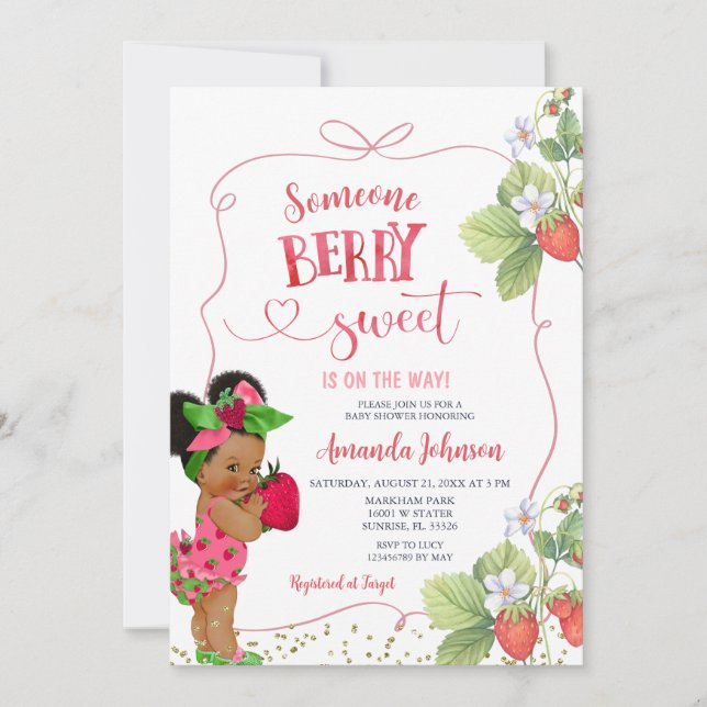 Jemand Berry Sweet Baby Shower Hand gezogen Einladung (Vorderseite)