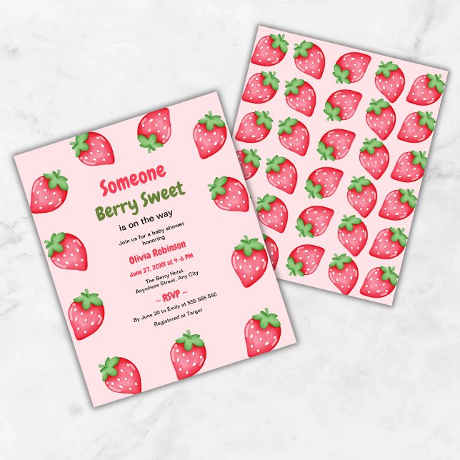Jemand Berry Sweet Strawberry Baby Shower laden (Budget Someone Berry Sweet is on the Way Strawberry Baby Shower Invitation )