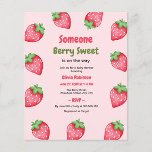 Jemand Berry Sweet Strawberry Baby Shower laden Flyer
