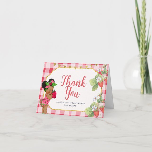 Jemand Berry Sweet Strawberry Girl Baby Shower Dankeskarte (Vorderseite)