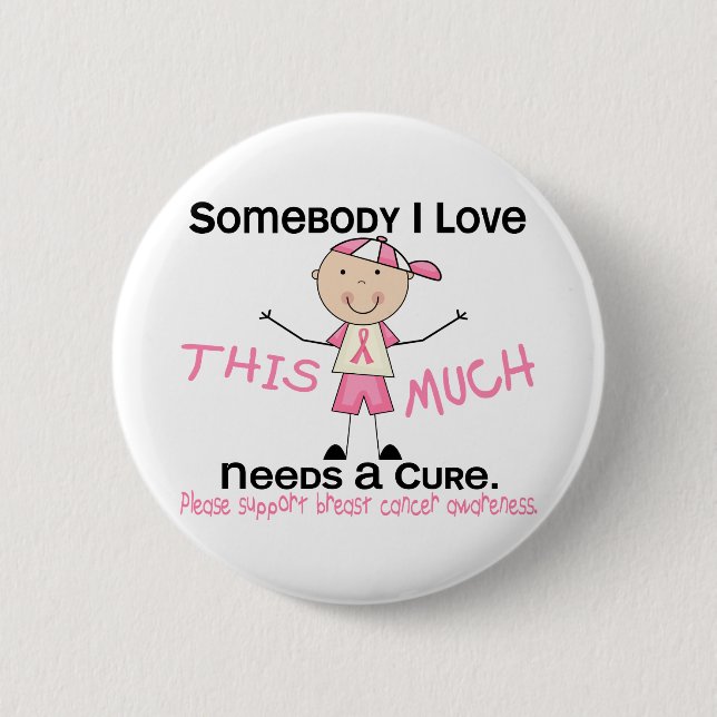 Jemand i-Liebe - Brustkrebs (Junge) Button (Vorderseite)