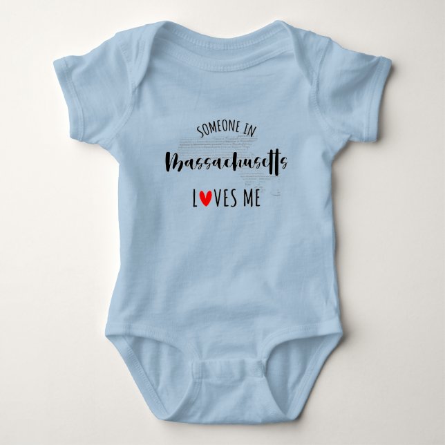 Jemand in Massachusetts Lieben ich Baby Bodysuit Baby Strampler (Vorderseite)