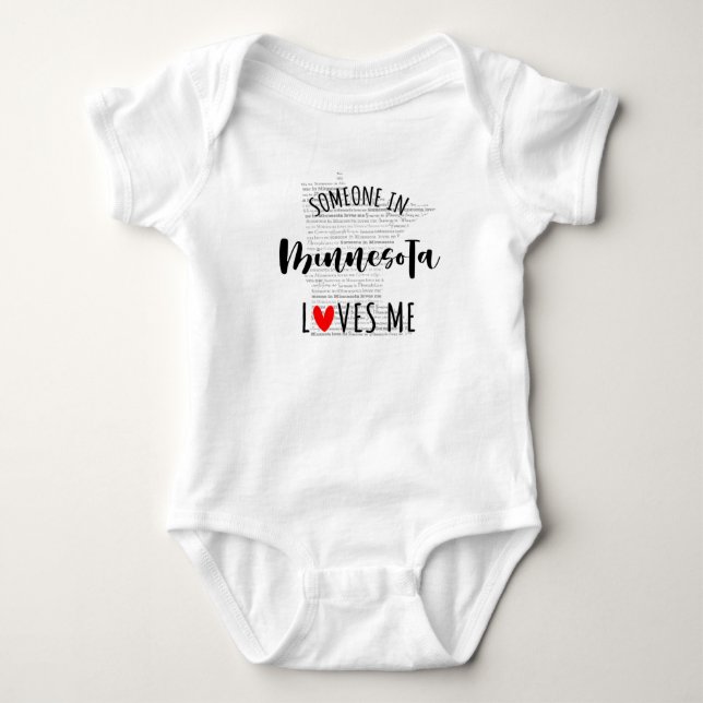 Jemand in Minnesota Lieben Me Map Baby Bodysuit Baby Strampler (Vorderseite)