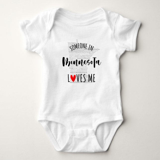 Jemand in Minnesota Lieben Me Map Baby Bodysuit Strampler (Vorderseite)