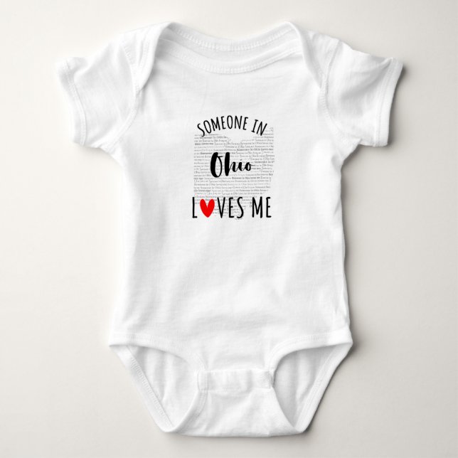 Jemand in Ohio Lieben Me Map Baby Bodysuit Strampler (Vorderseite)