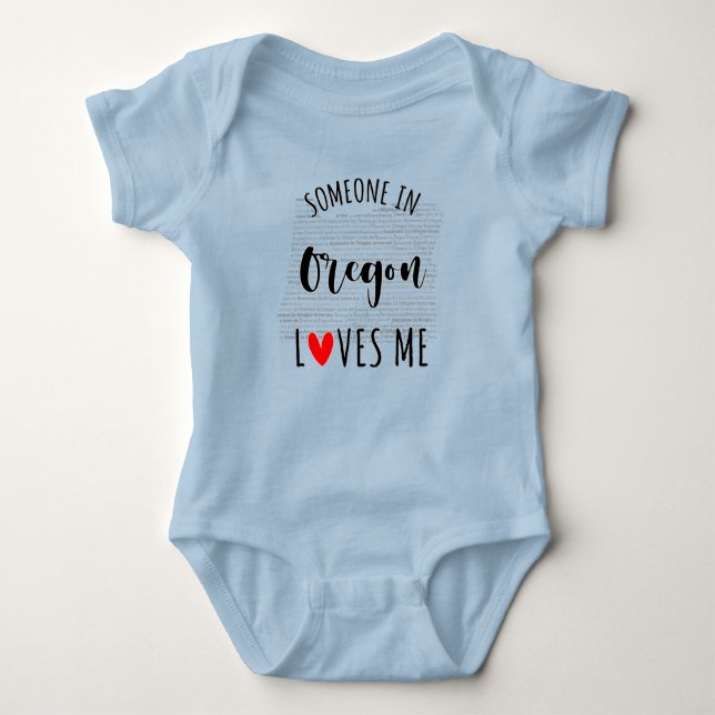 Jemand in Oregon Lieben Me Map Baby Bodysuit Strampler (Vorderseite)