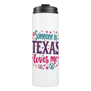 Jemand in Texas liebt mich - Retro-Texas-Hippie-Ku Thermosbecher