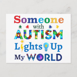 Jemand mit AUTISM leuchtet meine Welt auf Postkarte