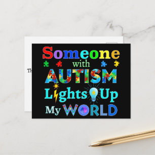 Jemand mit AUTISM leuchtet meine Welt auf Postkarte