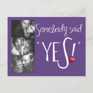 Jemand sagte ja Save the Date Postcard plum Ankündigungspostkarte