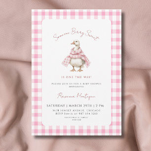 Jemand Süß wie Beeren Rosa Gingham Gans Babyparty Einladung
