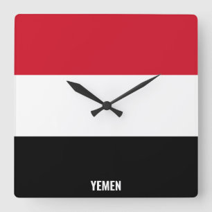 Jemen Flag Dazzzing Patriotic Quadratische Wanduhr