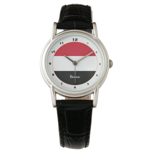 Jemen Flag & Jemen trendige Mode/Design-Uhr Armbanduhr (Vorderseite)