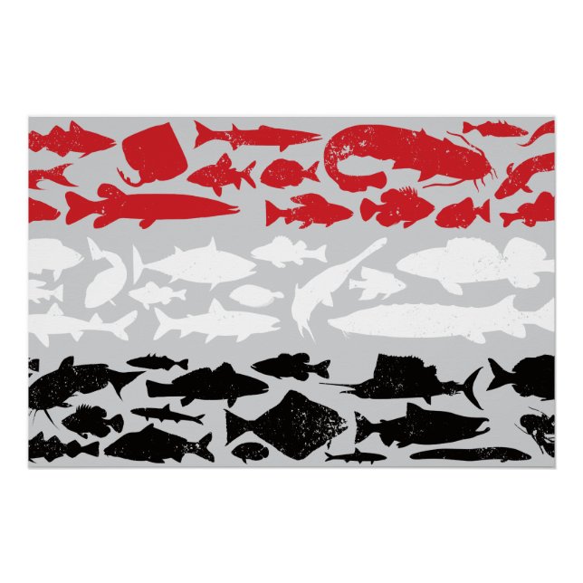 Jemen-Flagge aus Fisch - Fischereidesign Poster (Vorderseite)