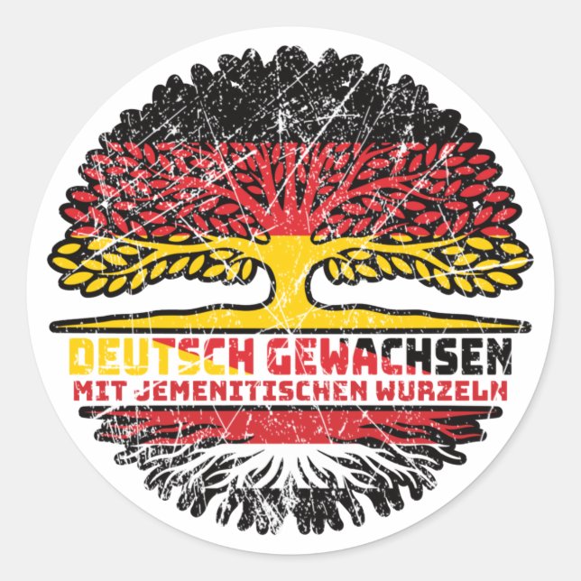 Jemen Jemenitisch Deutsch Deutschland Baum Wurzel Runder Aufkleber (Vorderseite)