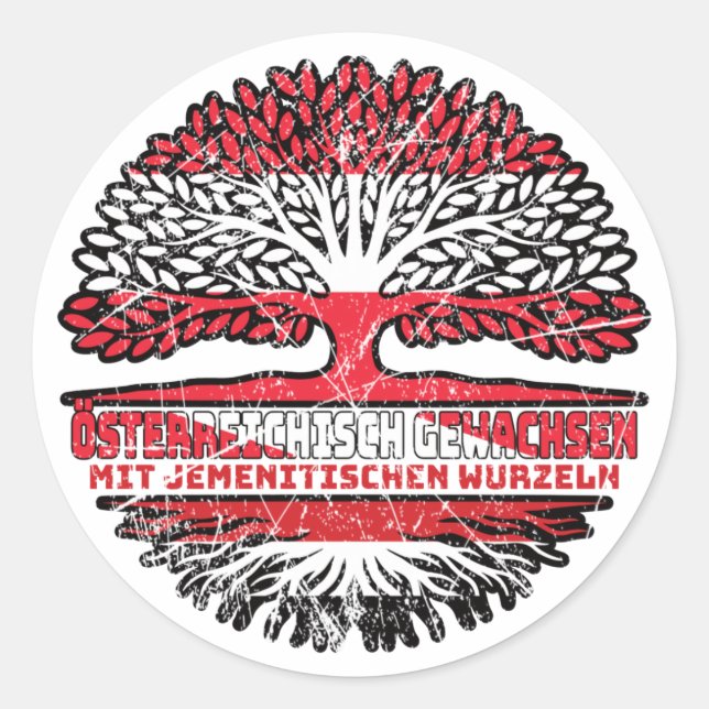 Jemen Jemenitisch Österreichisch Baum Runder Aufkleber (Vorderseite)