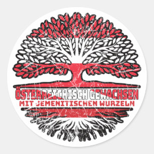 Jemen Jemenitisch Österreichisch Baum Runder Aufkleber