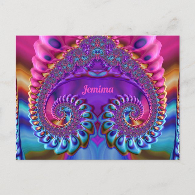 JEMIMA ~ Cartes postales brillantes 3D Rose bleu v (Devant)