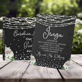 Jenga Wedding Guestbook String Lights Black Sockelschild