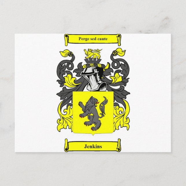 Jenkins (Englisch) Wappen Postkarte (Vorderseite)