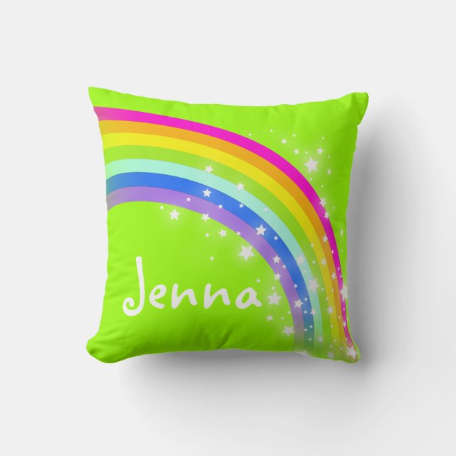 Jenna grüne Mädchen des Regenbogens Kissen (Vorderseite)