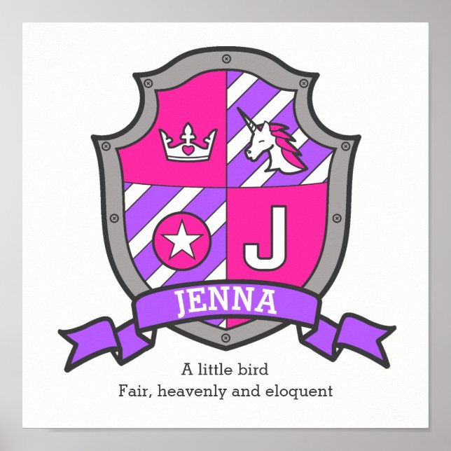 Jenna individuelle Name bedeutet rosa lila Buchsta Poster (Vorne)