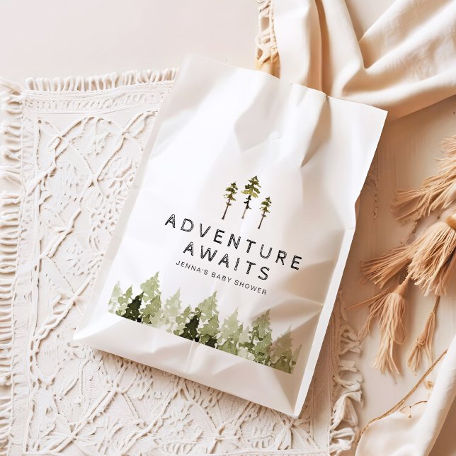 JENNA Rustic Watercolor Pine Tree Baby Dusche Geschenktütchen (Von Creator hochgeladen)