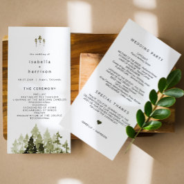 JENNA Rustic Watercolor Pine Tree Program Dankeskarte