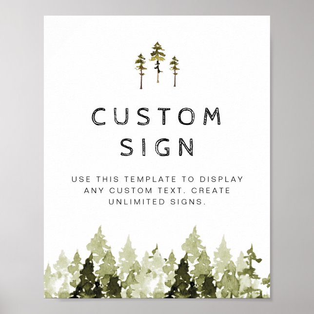 JENNA Rustikales Wasserfarben Pine Custom Editieri Poster (Vorne)