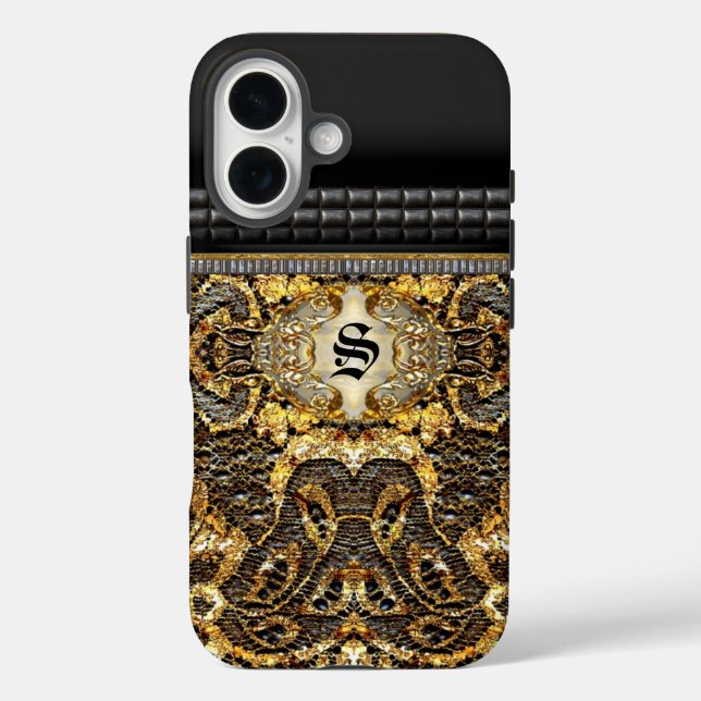 Jenner Elegant Pattern Monogram iPhone 16 Hülle (Rückseite)