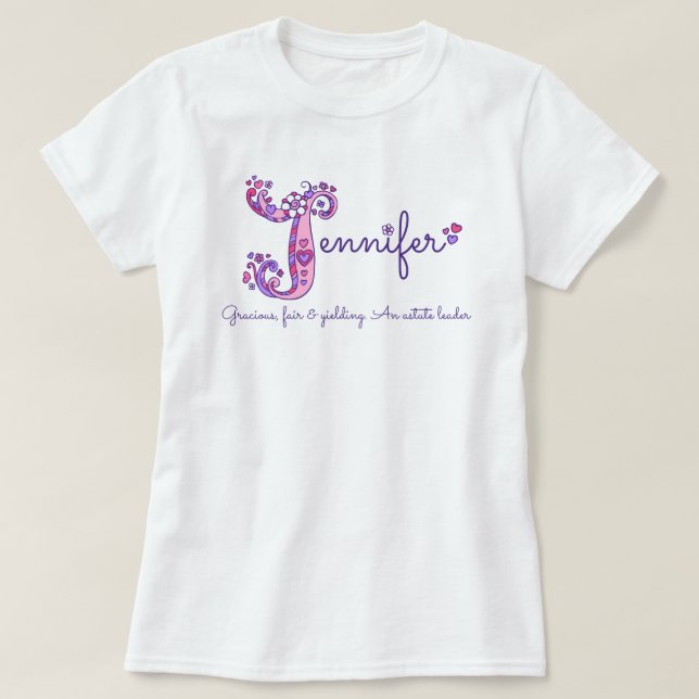 Jennifer girls J name bedeutet monogramm Shirt (Design vorne)