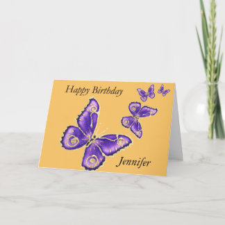 Jennifer, lila Schmetterlingskarte alles Gute zum Karte