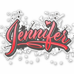 Jennifer red Heart Graffiti Aufkleber Sticker