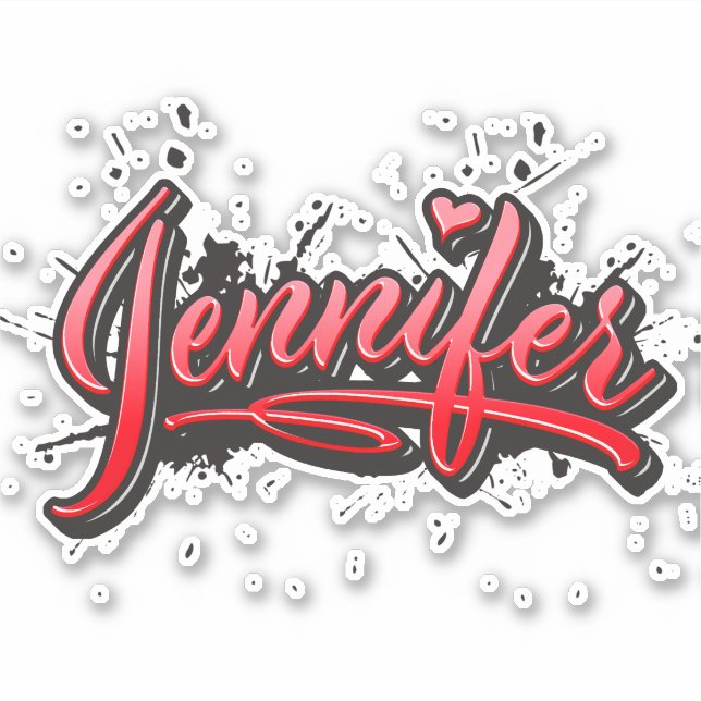 Jennifer red Heart Graffiti Autocollants (Devant)