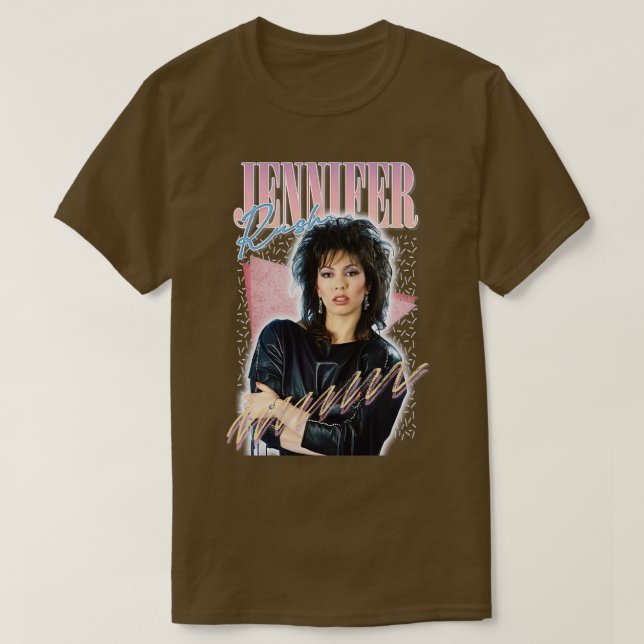 Jennifer Rush 80er Retro Fan Art Design T-Shirt (Design vorne)