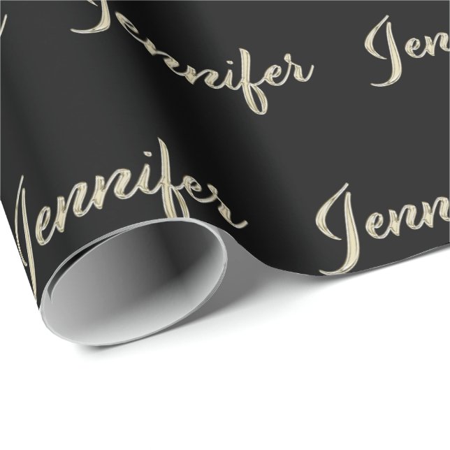 Jennifer white gold Handwriting Geschenkpapier (Rolleneckpunkt)