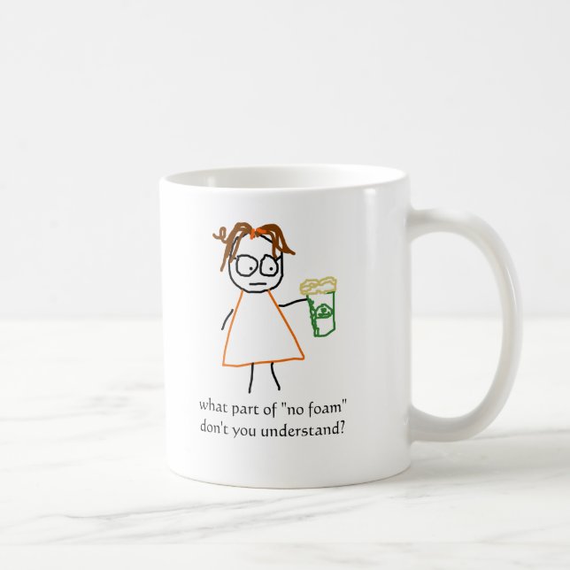Jenny-Bonmote:  "Kein Schaum! " Kaffeetasse (Rechts)