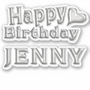 Jenny Happy Birthday silver Aufkleber Sticker